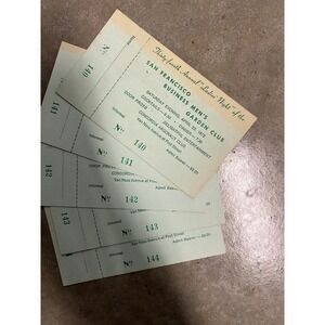 Vintage‎ 1972 San Francisco Business Mens Garden Club Ladies Night Tickets Set 5